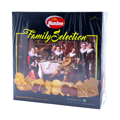 Munchee Family Selection Assorted Biscuits 1kg (Black Box), front of pack