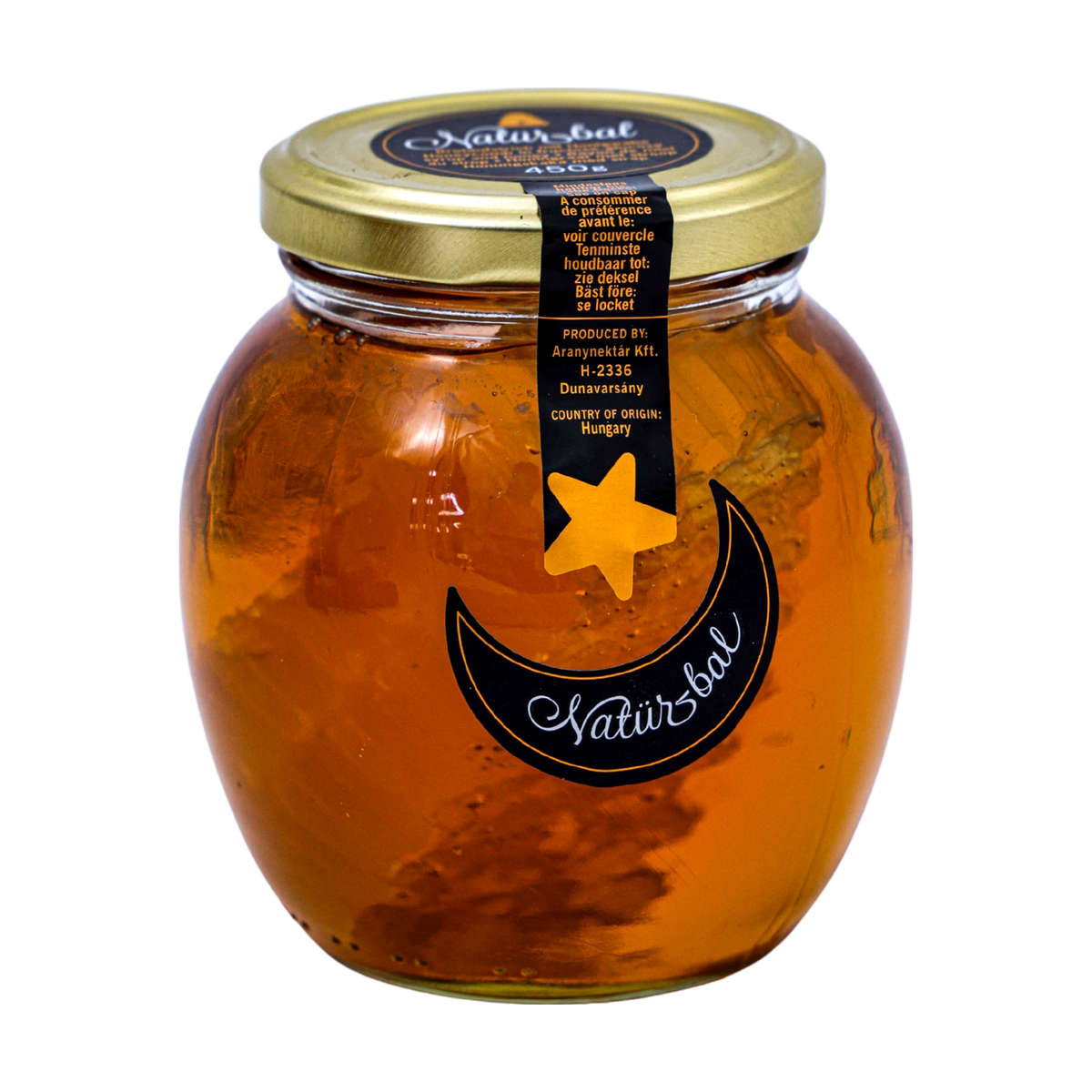 Naturbal Honeycomb Syrup Round Jar 450g, front of pack