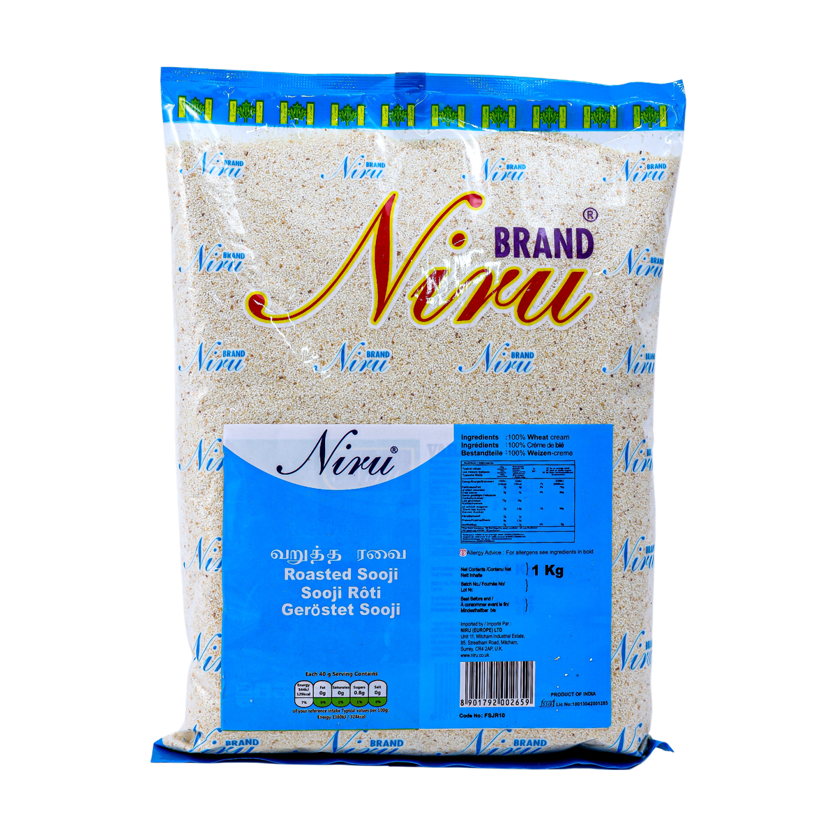Niru Roasted Sooji 1kg, front of pack