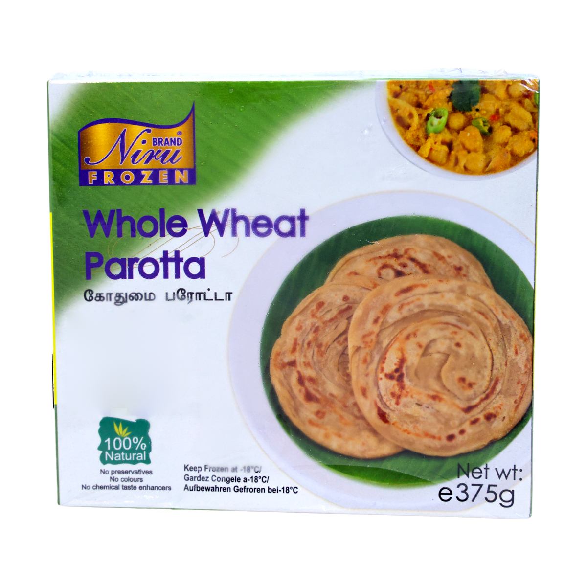 Niru Whole Wheat Parotta 375g, front of pack
