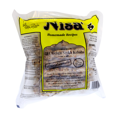 Nisa's Chicken Seekh Kebabs 18 Pieces, front of pack
