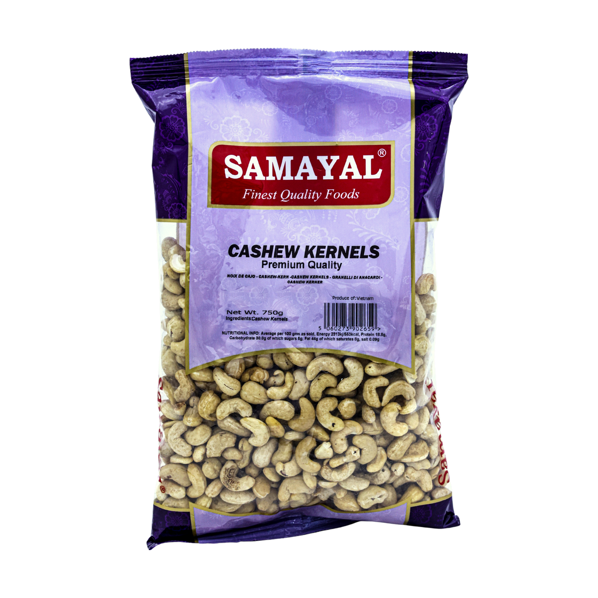 Samayal Cashew Kernels 750g, front of pack