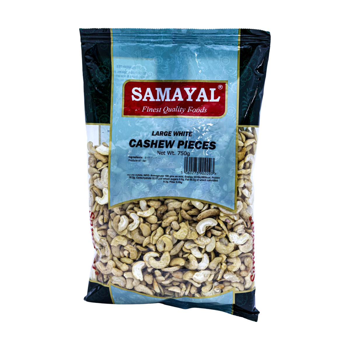 Samayal Large White Cashew Pieces 750g, front of pack