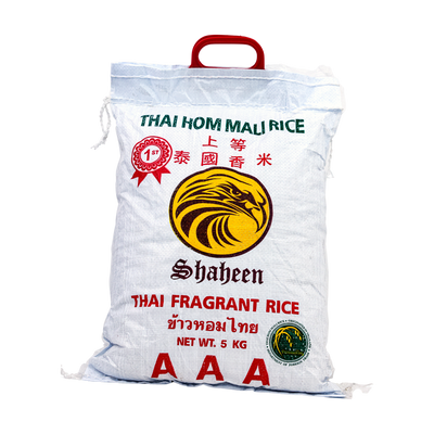 Shaheen Thai Jasmine Rice 5kg, front of pack