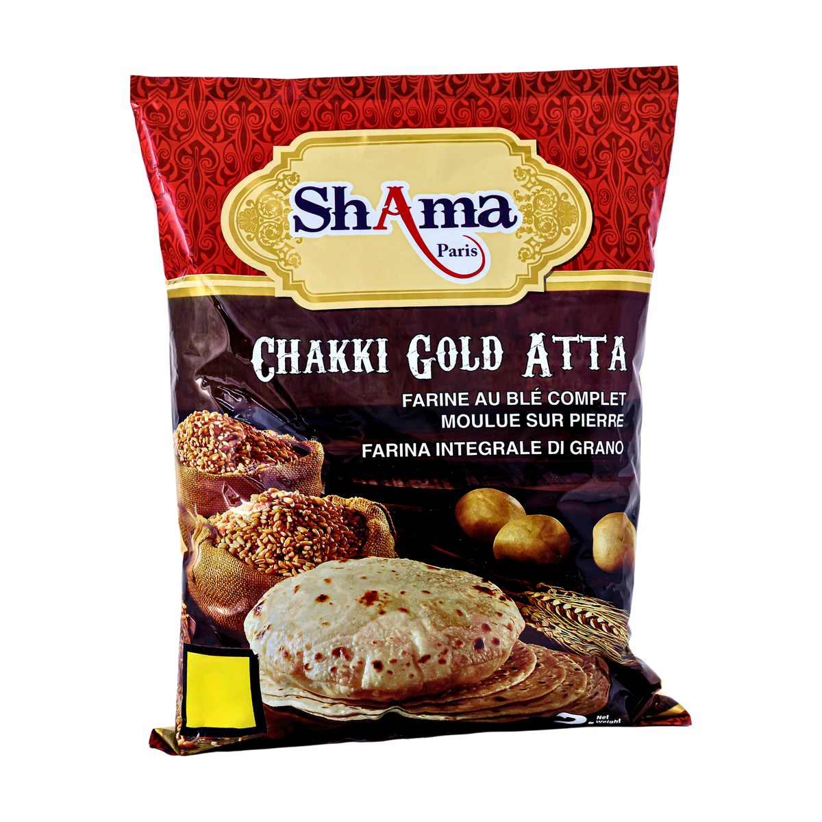 Shama Chakki Gold Atta 2kg, front of pack