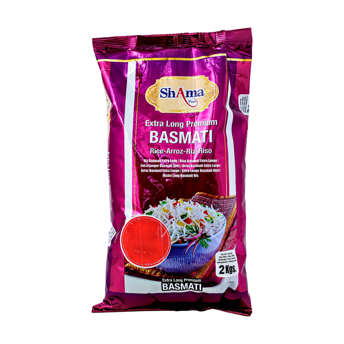 Shama Extra Long Premium Basmati 2kg, front of pack