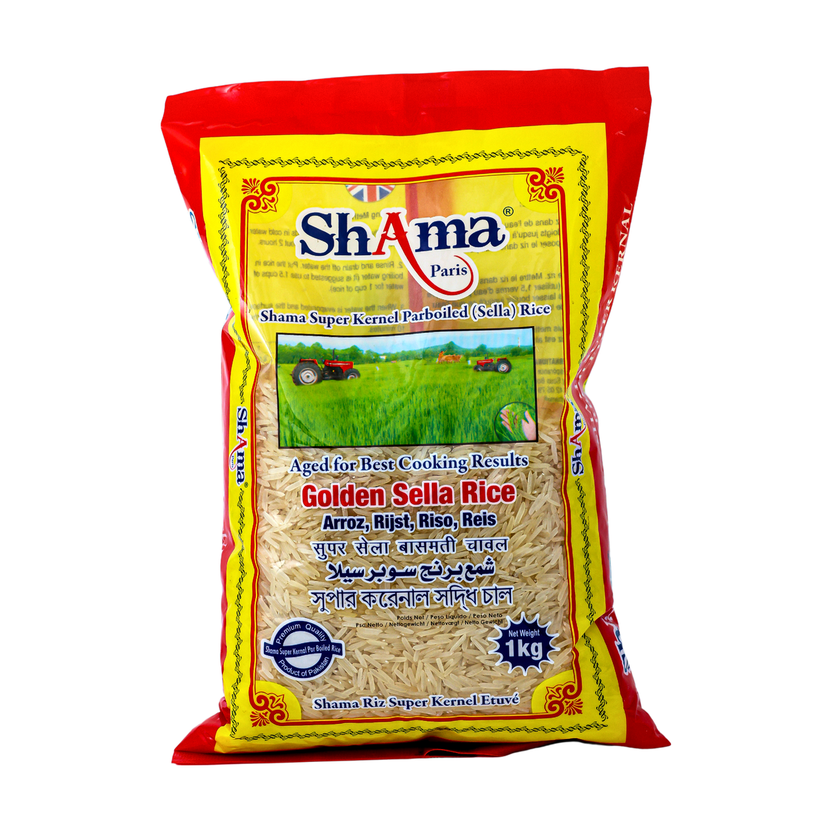 Shama Golden Sella Rice 1kg, front of pack