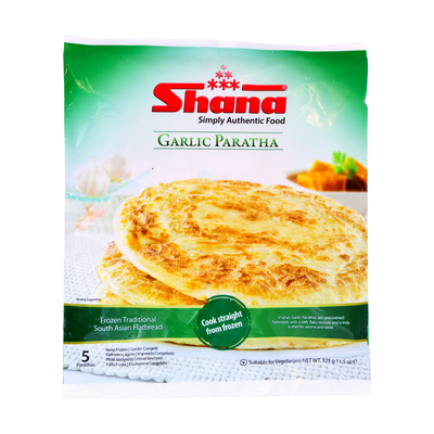 Shana Garlic Paratha 5 Pieces 325g, front of pack