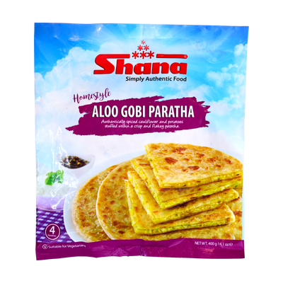 Shana Homestyle Aloo Gobi Paratha 4 Pieces 400g, front of pack