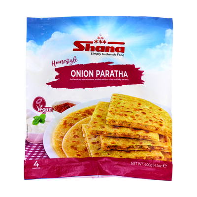 Shana Homestyle Onion Paratha 4 Pieces 400g, front of pack