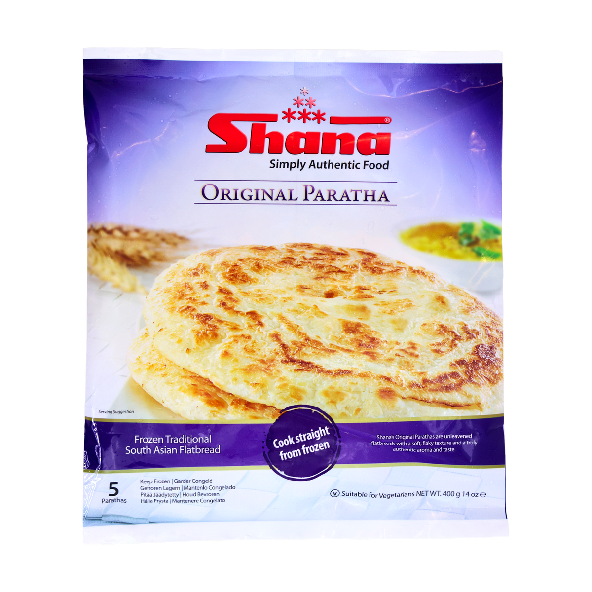 Shana Original Paratha 5 Pieces 400g, front of pack