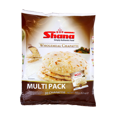 Shana Wholemeal Chapatti Multi Pack 20 Pieces 800g, front of pack