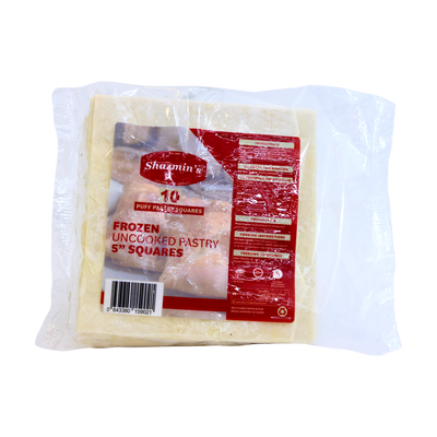 Shazmin's Puff Pastry Squares 5 Inch 10 Pieces, front of pack