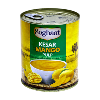 Soghaat Kesar Mango Pulp 850g, front of pack
