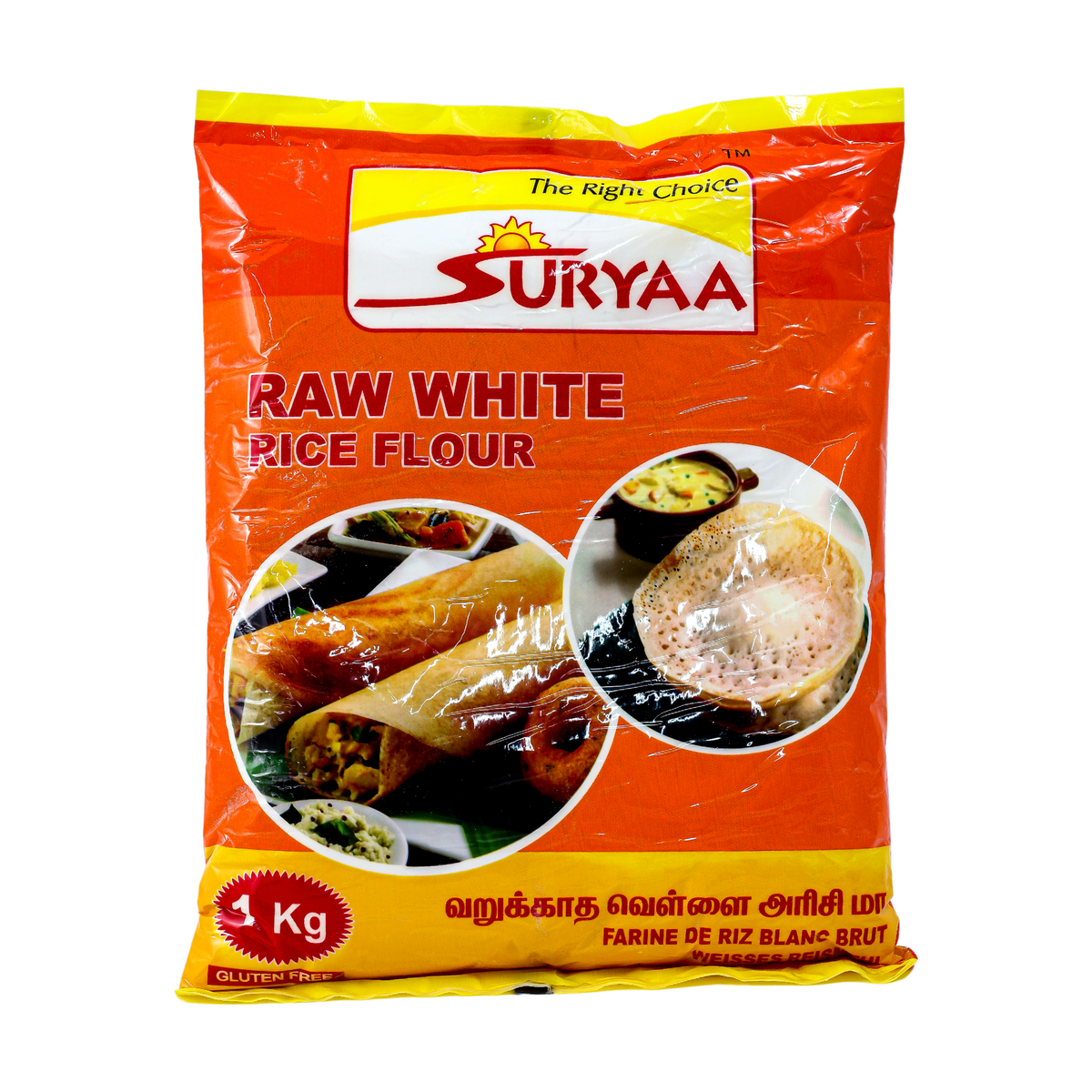 Suryaa Raw White Rice Flour 1kg, front of pack
