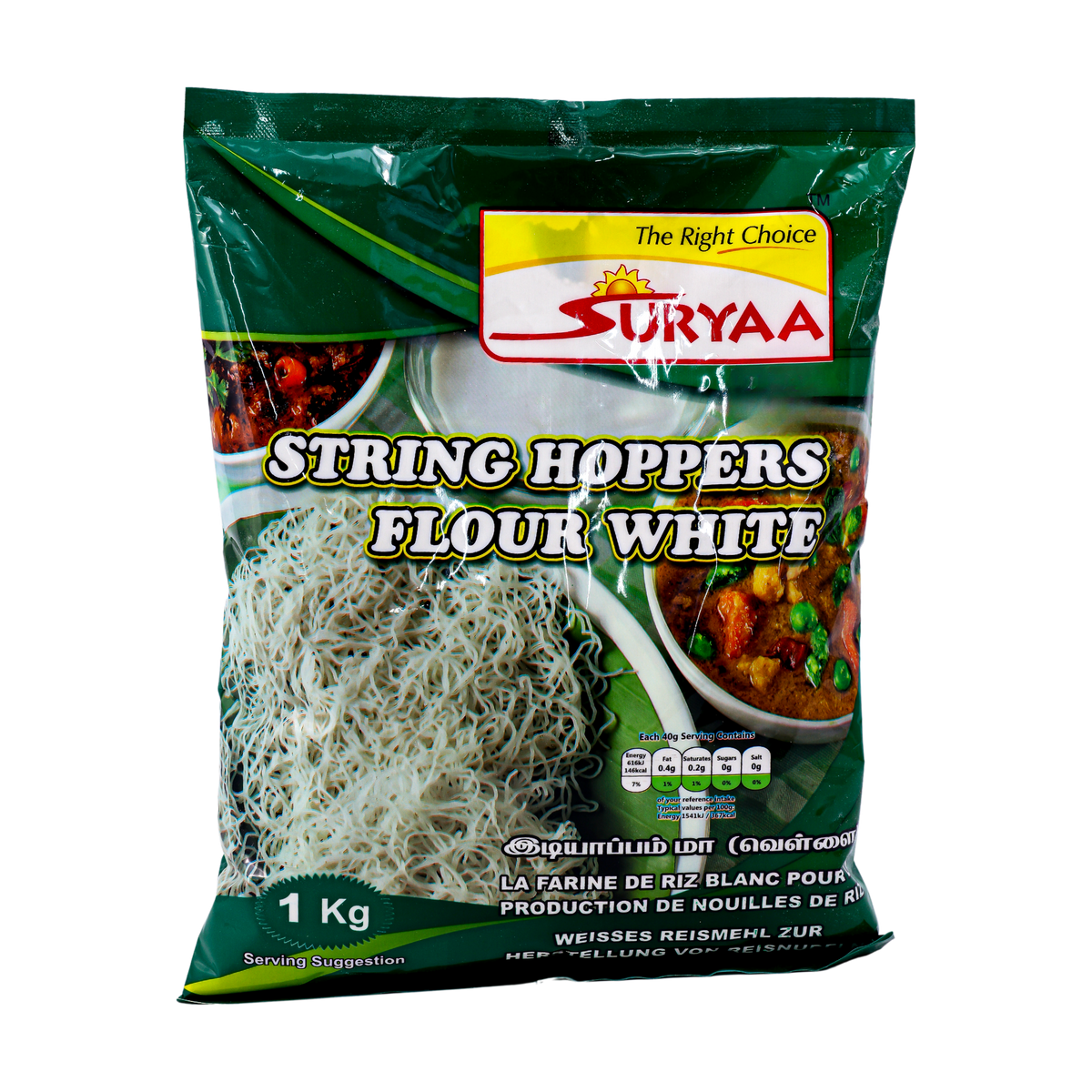Suryaa String Hoppers Flour White 1kg, front of pack