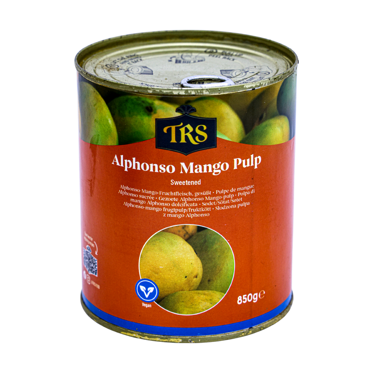 TRS Alphonso Mango Pulp 850g, front of pack