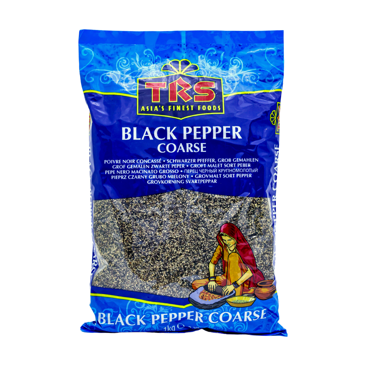 TRS Black Pepper Coarse 1kg, front of pack