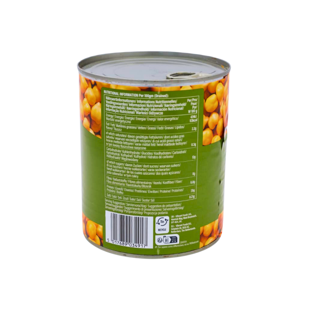 Nutrition information panel on the TRS Boiled Chickpeas 800g pack