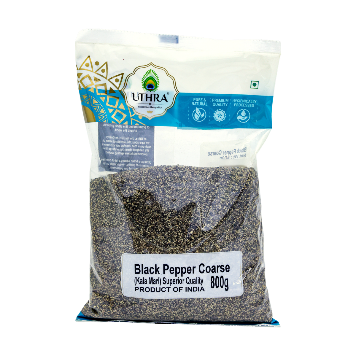 Uthra Black Pepper Coarse 800g, front of pack