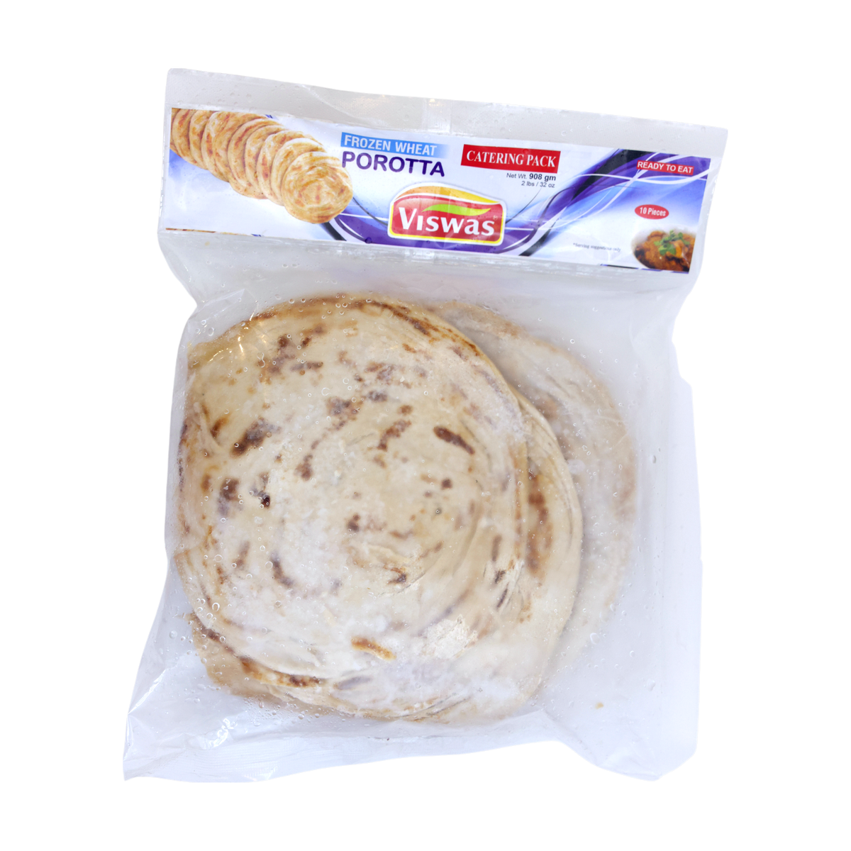 Viswas Wheat Porotta Catering Pack 10 Pieces 908g, front of pack